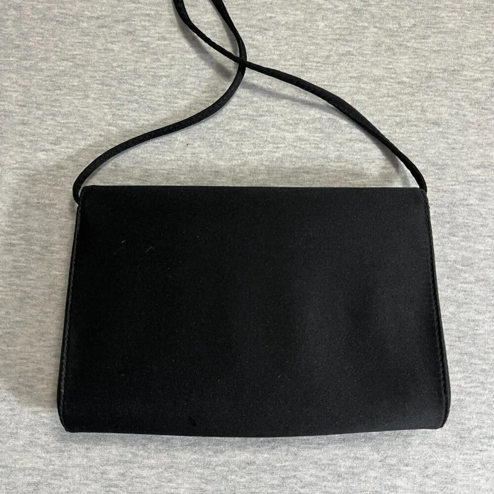 Vintage‎ Givenchy Paris Art Deco Jewel Black Small Evening Bag Clutch Strap Flaw - Picture 7 of 14